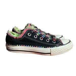 Converse All Star Sneakers Junior Kids 12.5 Black Multi Color Rainbow Raw Edges